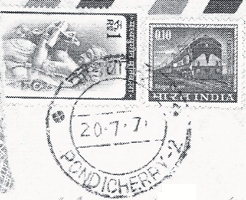 a postmark from a letter sent to PNB by the Mother, 20.7.1972